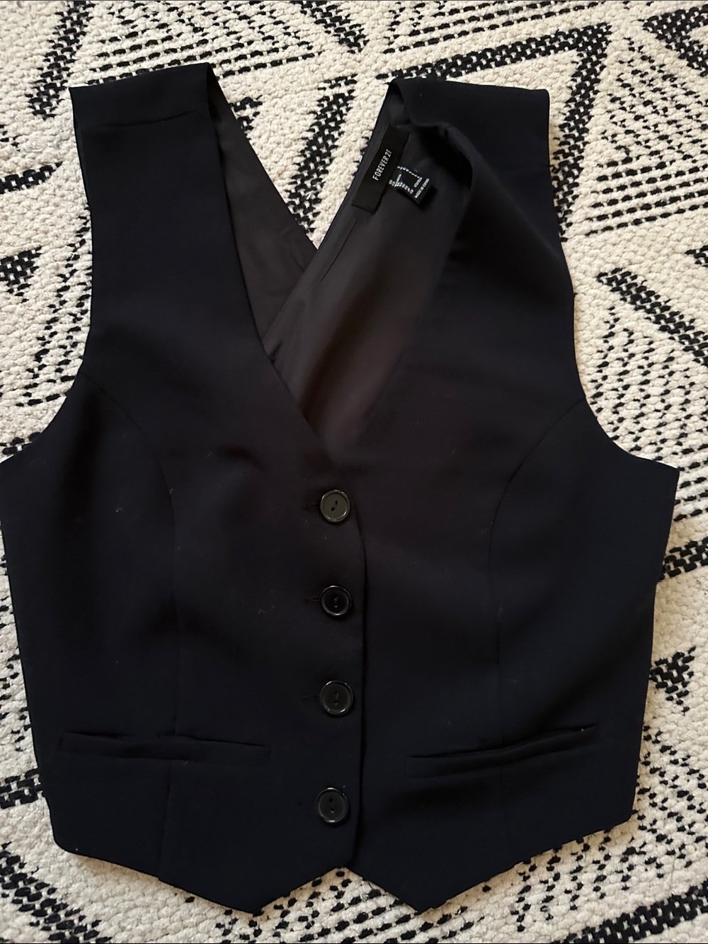 Forever 21 Black Tailored Button-Front Vest
